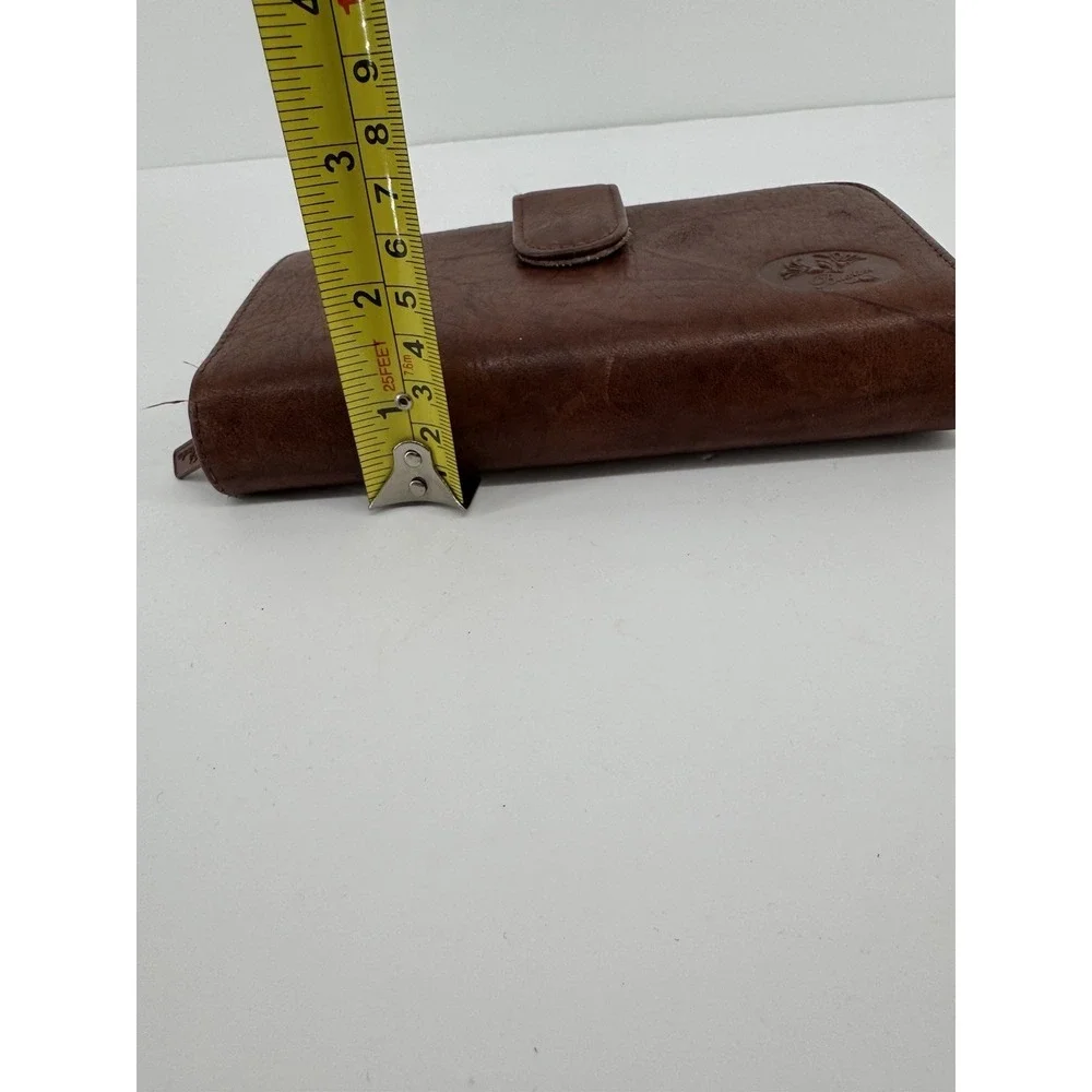 Buxton Heiress Checkbook Wallet Crunch Leather Zip Around Brown ID Window